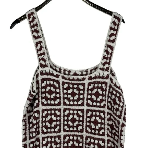 MARINE LAYER CELESTE HANDMADE CROCHET GRANNY SQUARE RETRO 70S UNLINED MINI DRESS - Picture 8 of 15